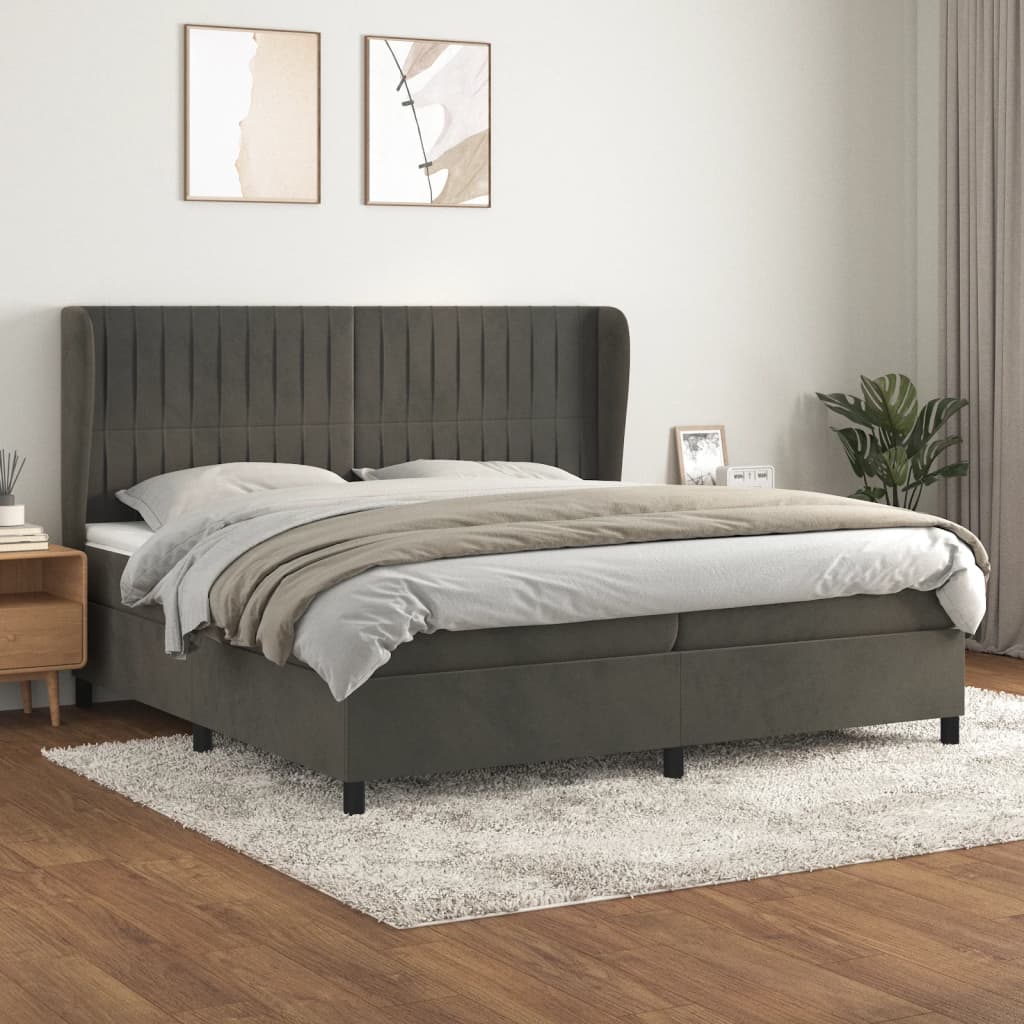Boxspringbett Mit Matratze Samt Dunkelgrau