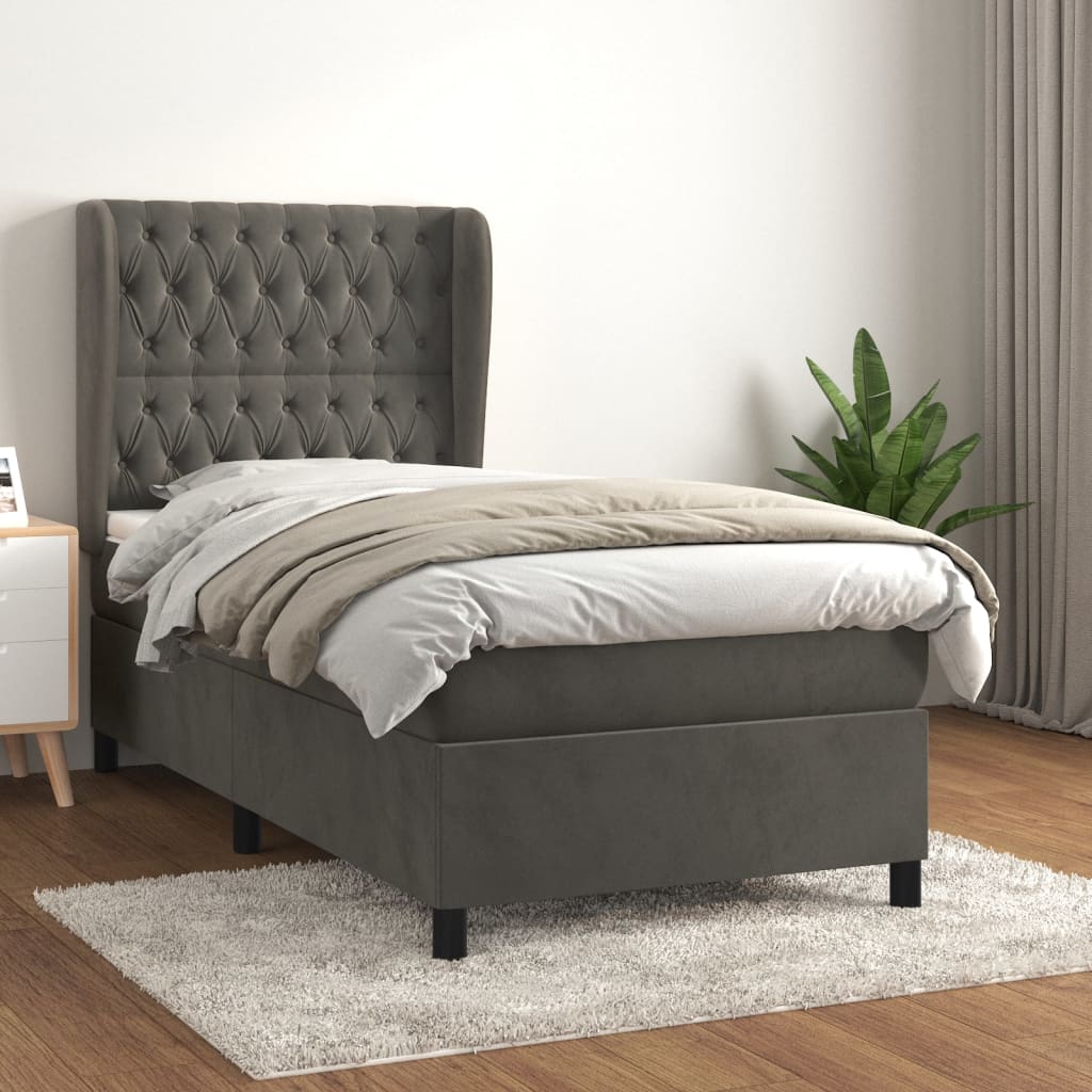 Boxspringbett Mit Matratze Samt Dunkelgrau