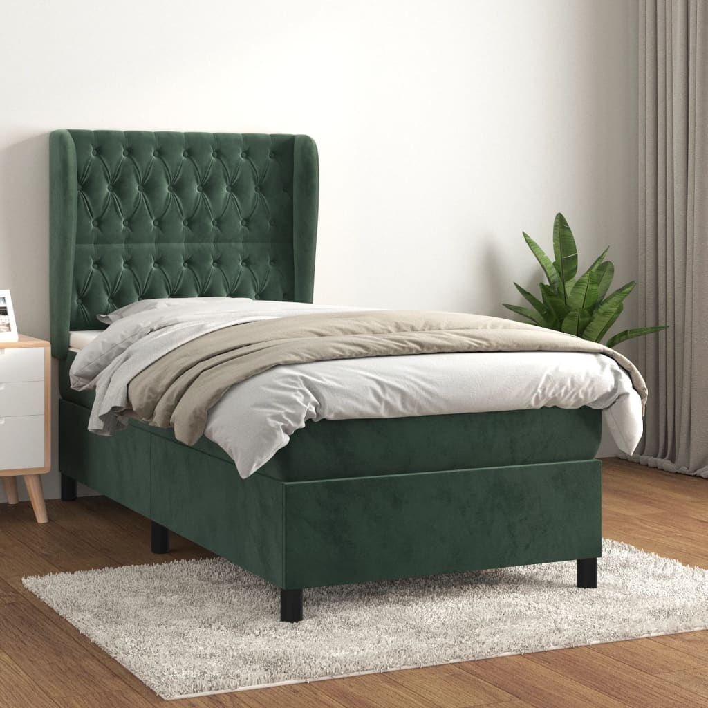 Boxspringbett Mit Matratze Samt Dunkelgrün