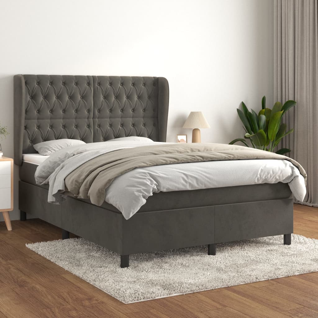 Boxspringbett Mit Matratze Samt Dunkelgrau