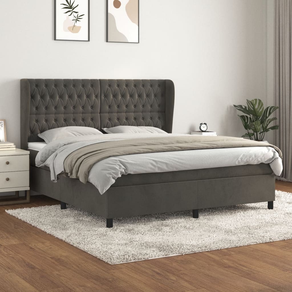 Boxspringbett Mit Matratze Samt Dunkelgrau