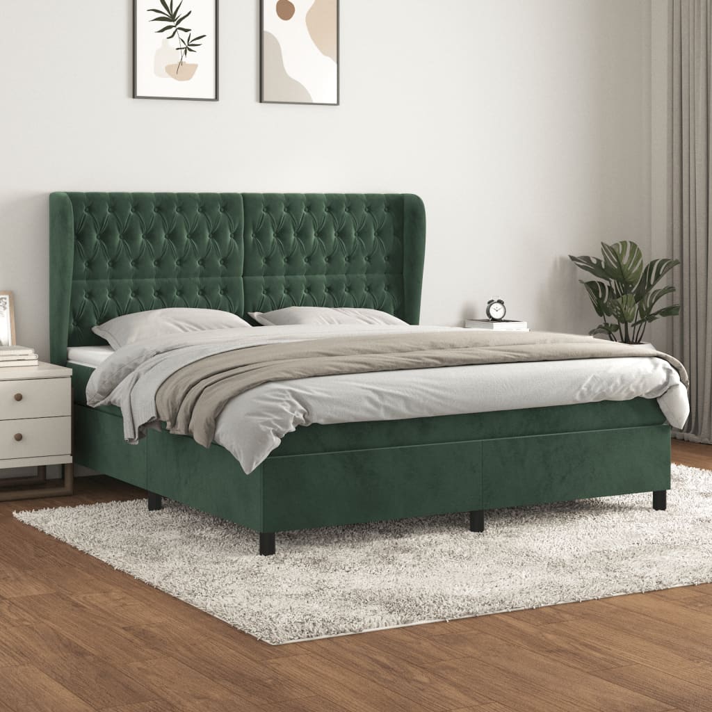 Boxspringbett Mit Matratze Samt Dunkelgrün