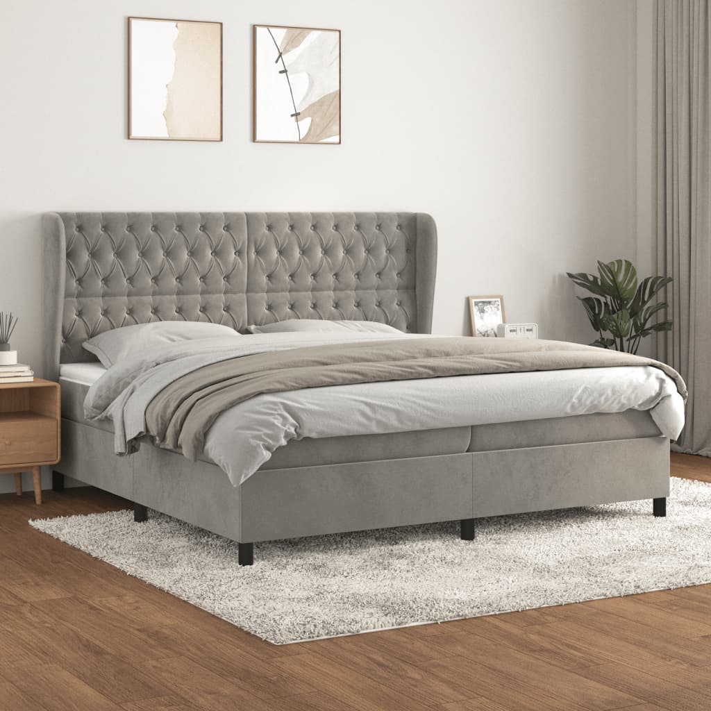 Boxspringbett Mit Matratze Samt Hellgrau