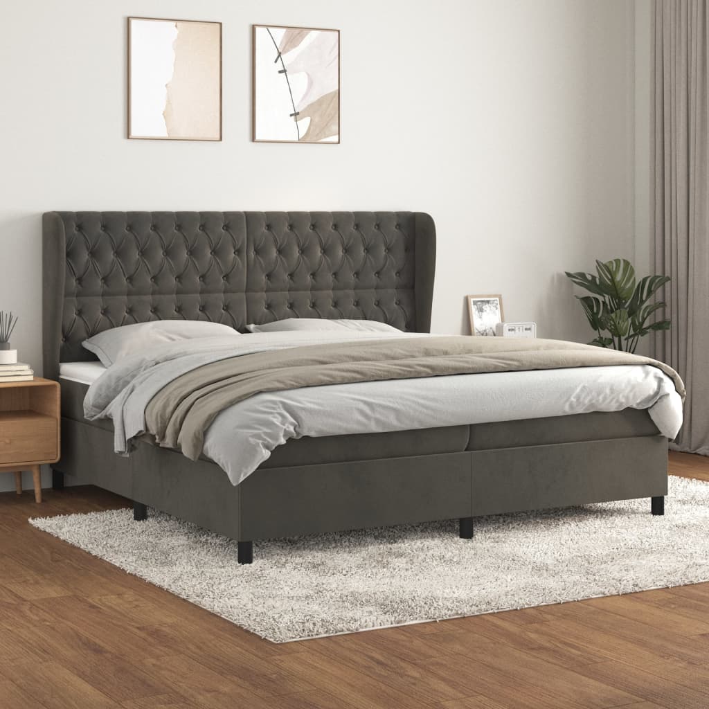 Boxspringbett Mit Matratze Samt Dunkelgrau