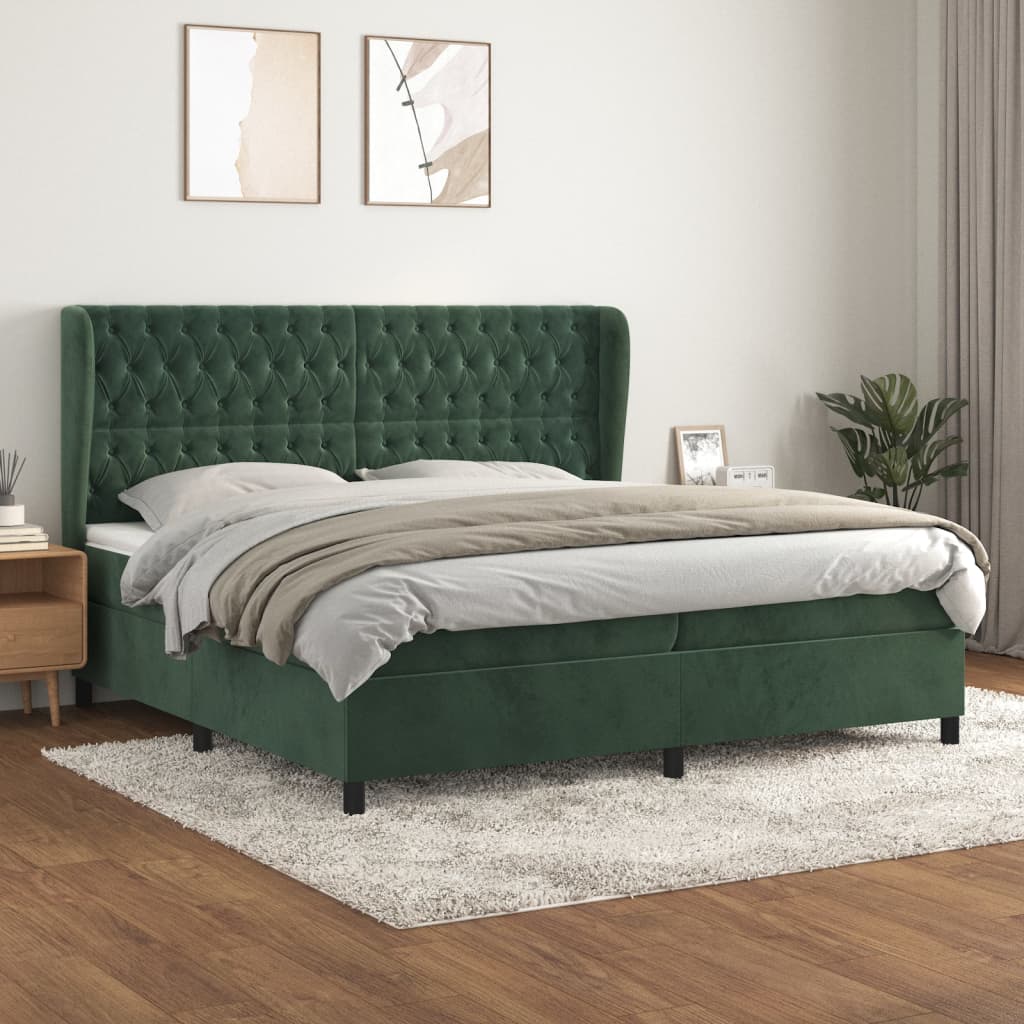 Boxspringbett Mit Matratze Samt Dunkelgrün