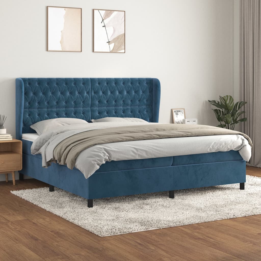 Boxspringbett Mit Matratze Samt Dunkelblau