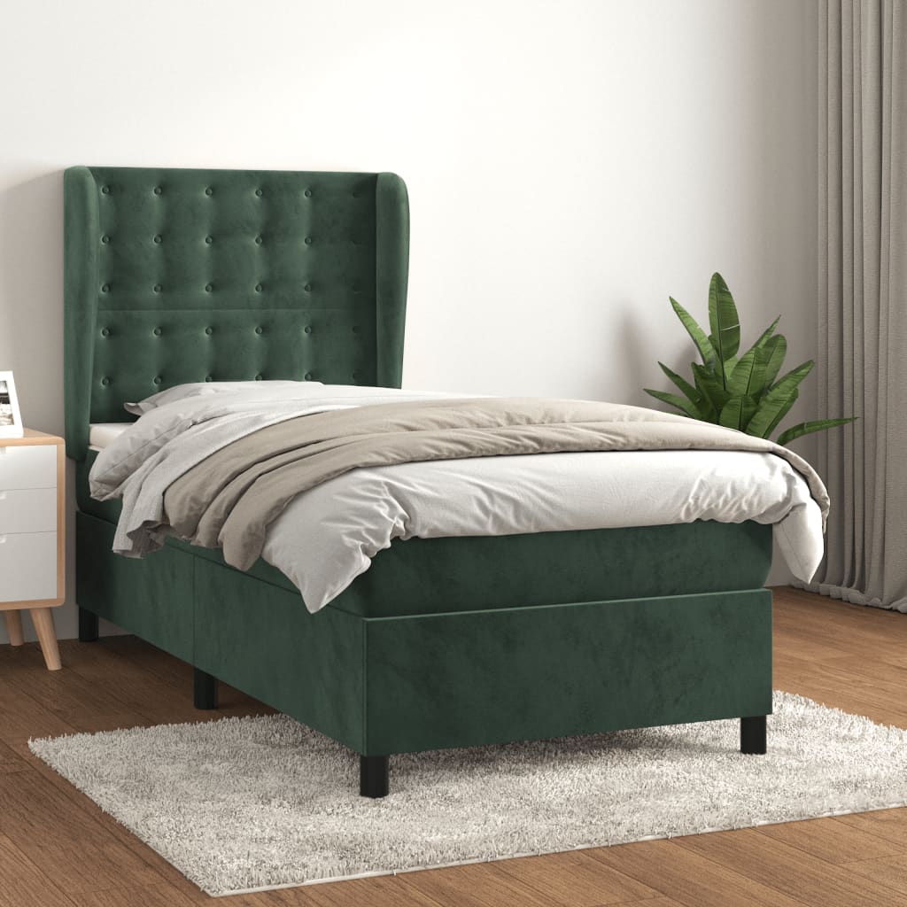 Boxspringbett Mit Matratze Samt Dunkelgrün