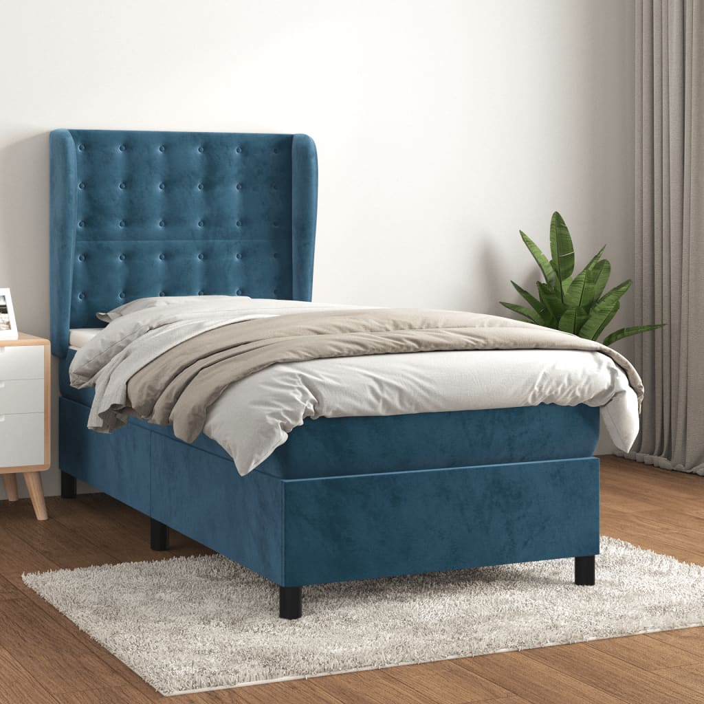 Boxspringbett Mit Matratze Samt Dunkelblau