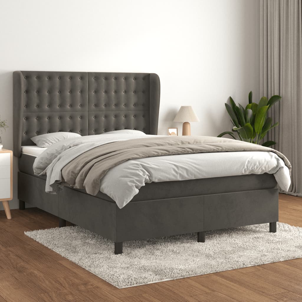 Boxspringbett Mit Matratze Samt Dunkelgrau