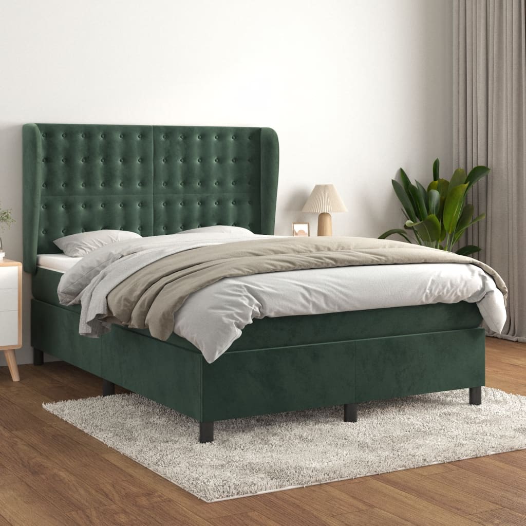 Boxspringbett Mit Matratze Samt Dunkelgrün