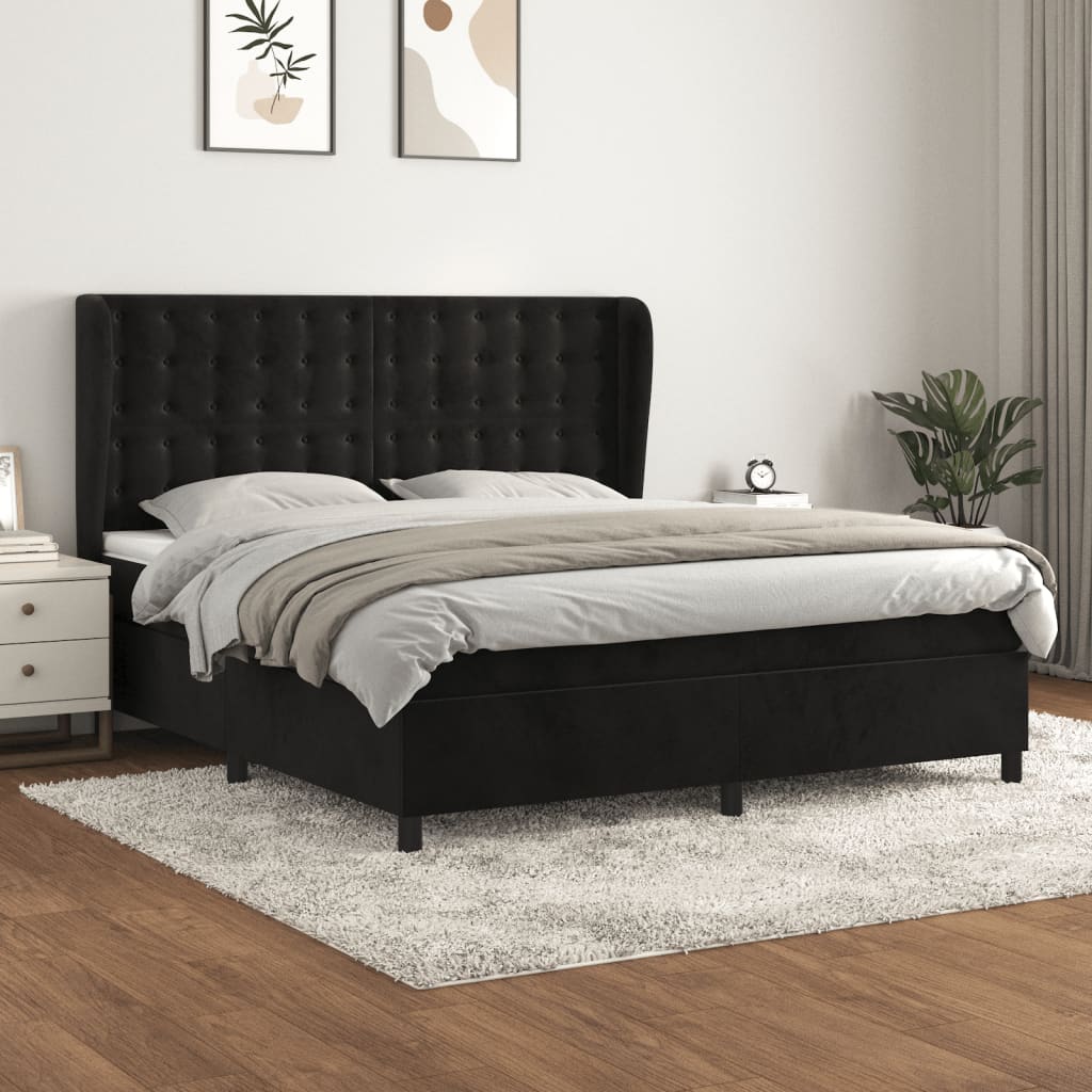 Boxspringbett Mit Matratze Samt Schwarz