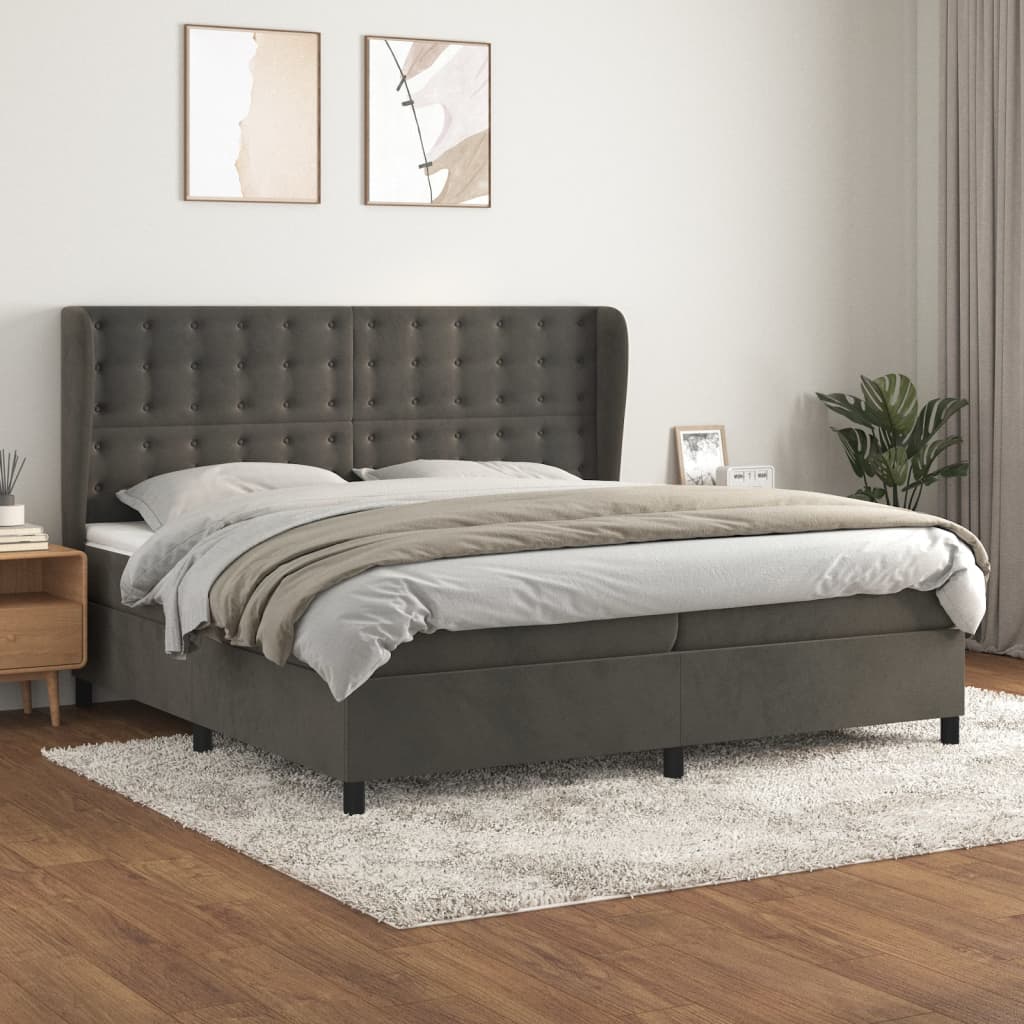 Boxspringbett Mit Matratze Samt Dunkelgrau