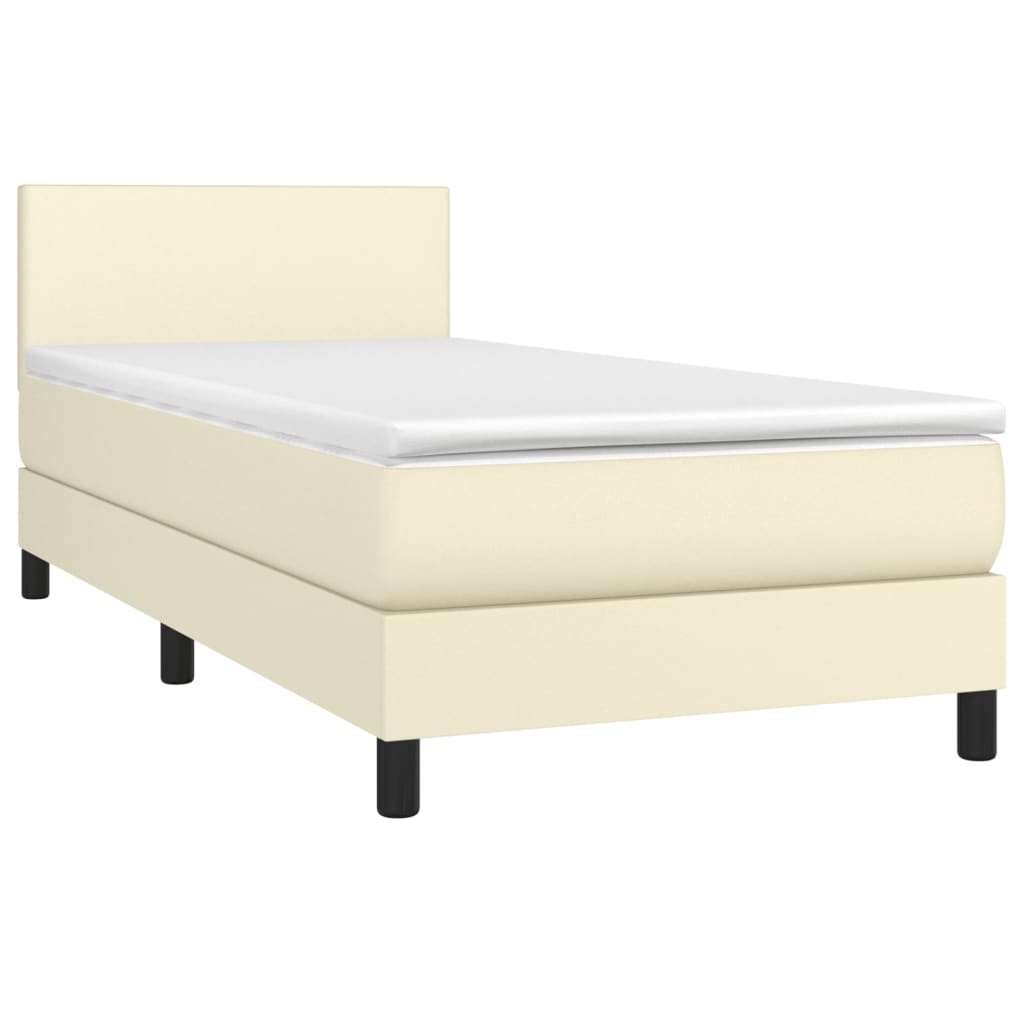Boxspringbett Mit Matratze Kunstleder Creme