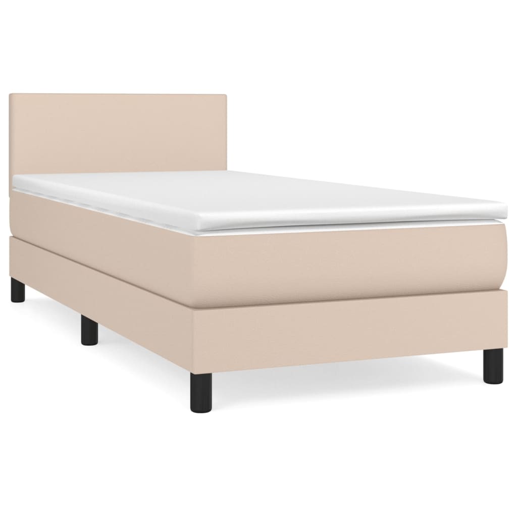 Boxspringbett Mit Matratze -Braun 90X200Cm Kunstleder Cappuccino