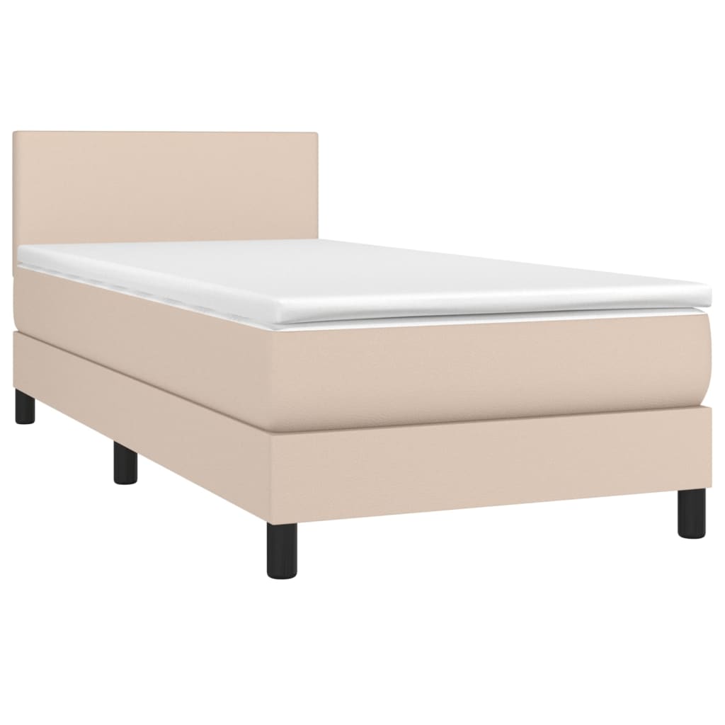 Boxspringbett Mit Matratze -Braun 90X200Cm Kunstleder Cappuccino