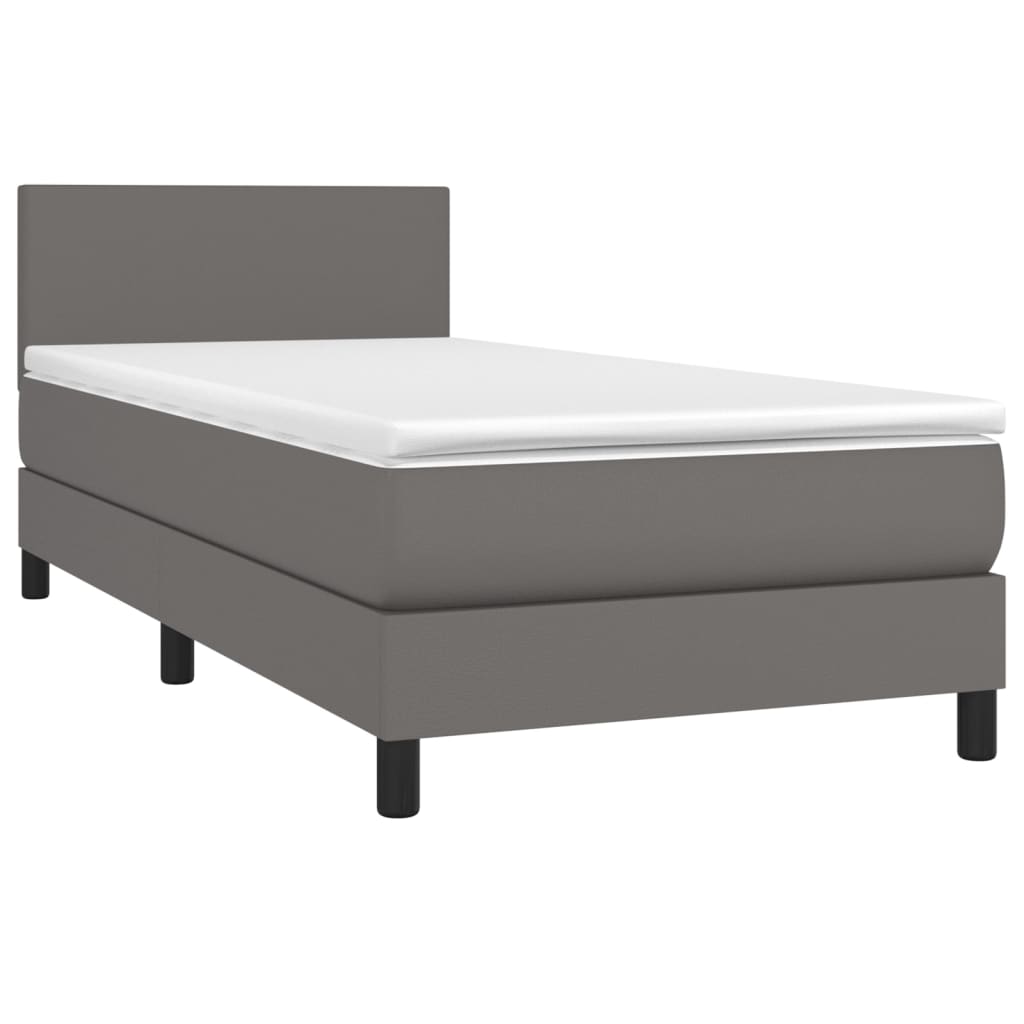 Boxspringbett Mit Matratze Kunstleder Grau