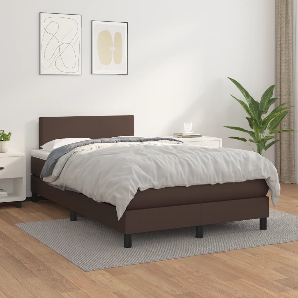 Boxspringbett Mit Matratze Kunstleder Braun