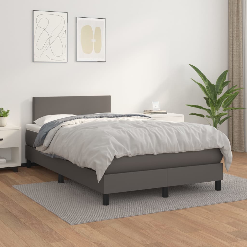 Boxspringbett Mit Matratze Kunstleder Grau