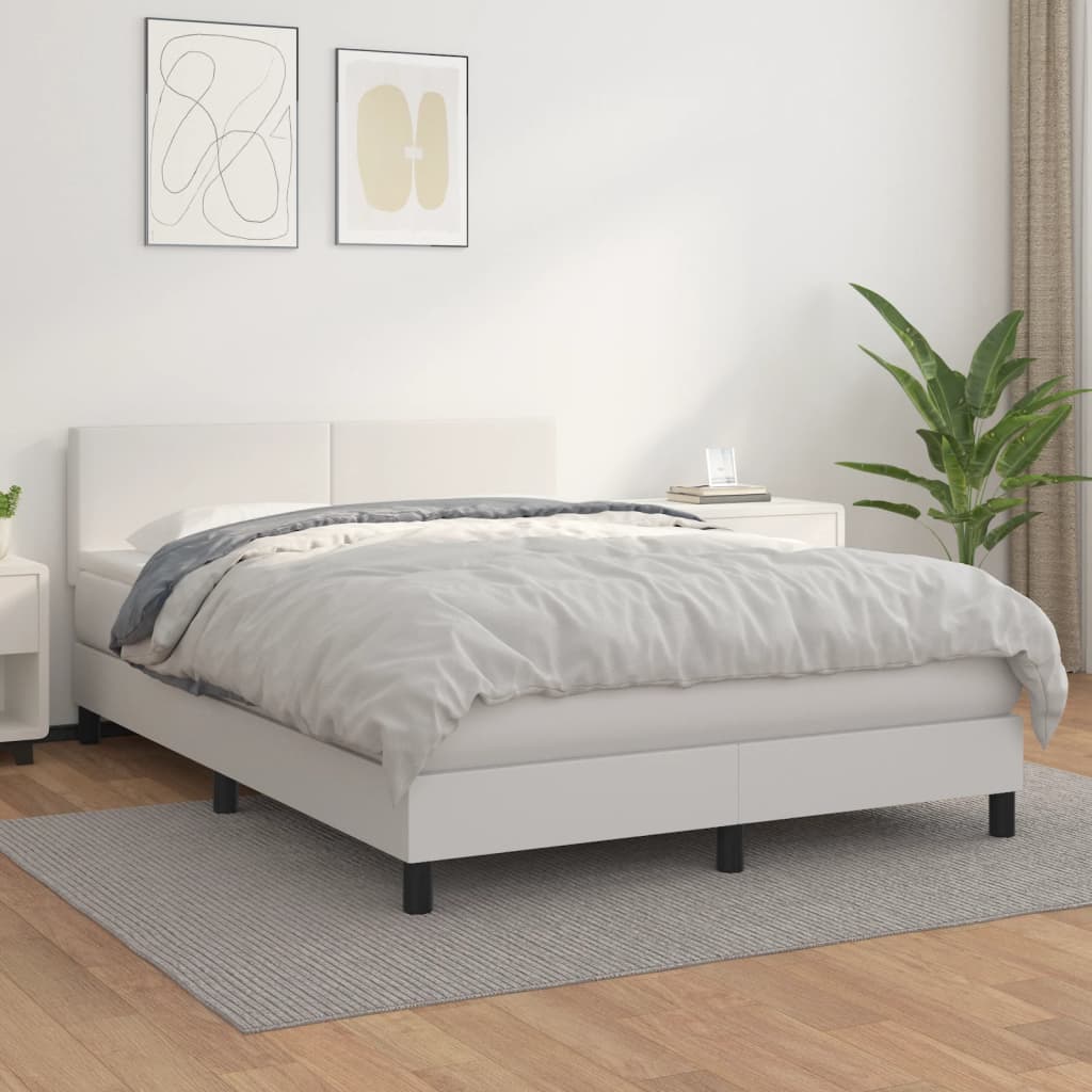 Boxspringbett Mit Matratze Kunstleder Weiß