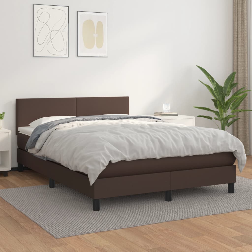 Boxspringbett Mit Matratze Kunstleder Braun