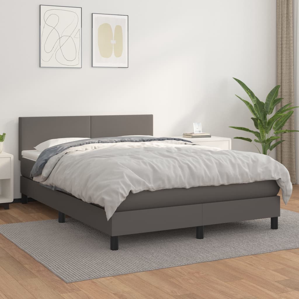 Boxspringbett Mit Matratze Kunstleder Grau