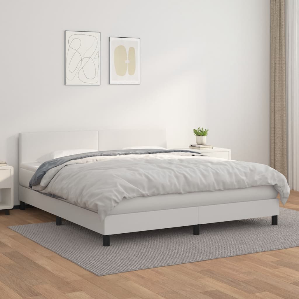 Boxspringbett Mit Matratze Kunstleder Weiß