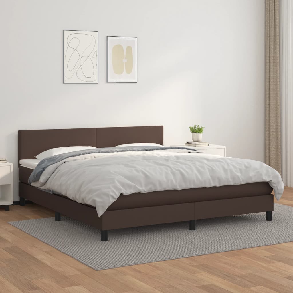 Boxspringbett Mit Matratze Kunstleder Braun