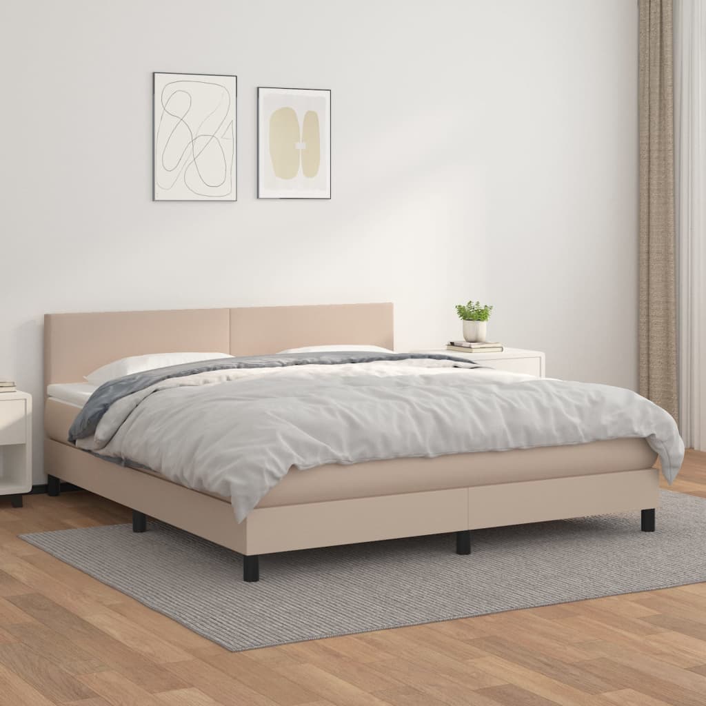 Boxspringbett Mit Matratze -Braun 90X200Cm Kunstleder Cappuccino
