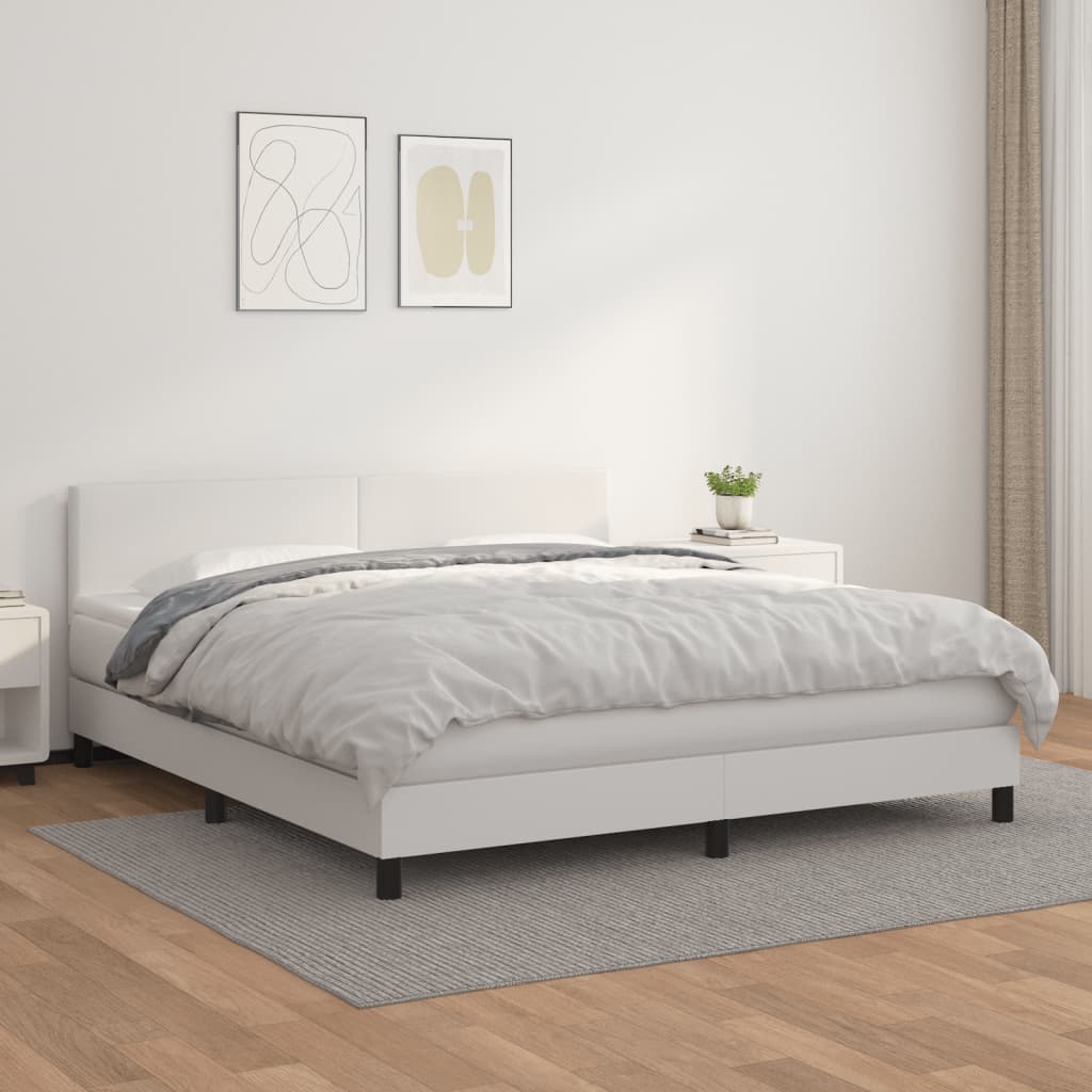 Boxspringbett Mit Matratze Kunstleder Weiß