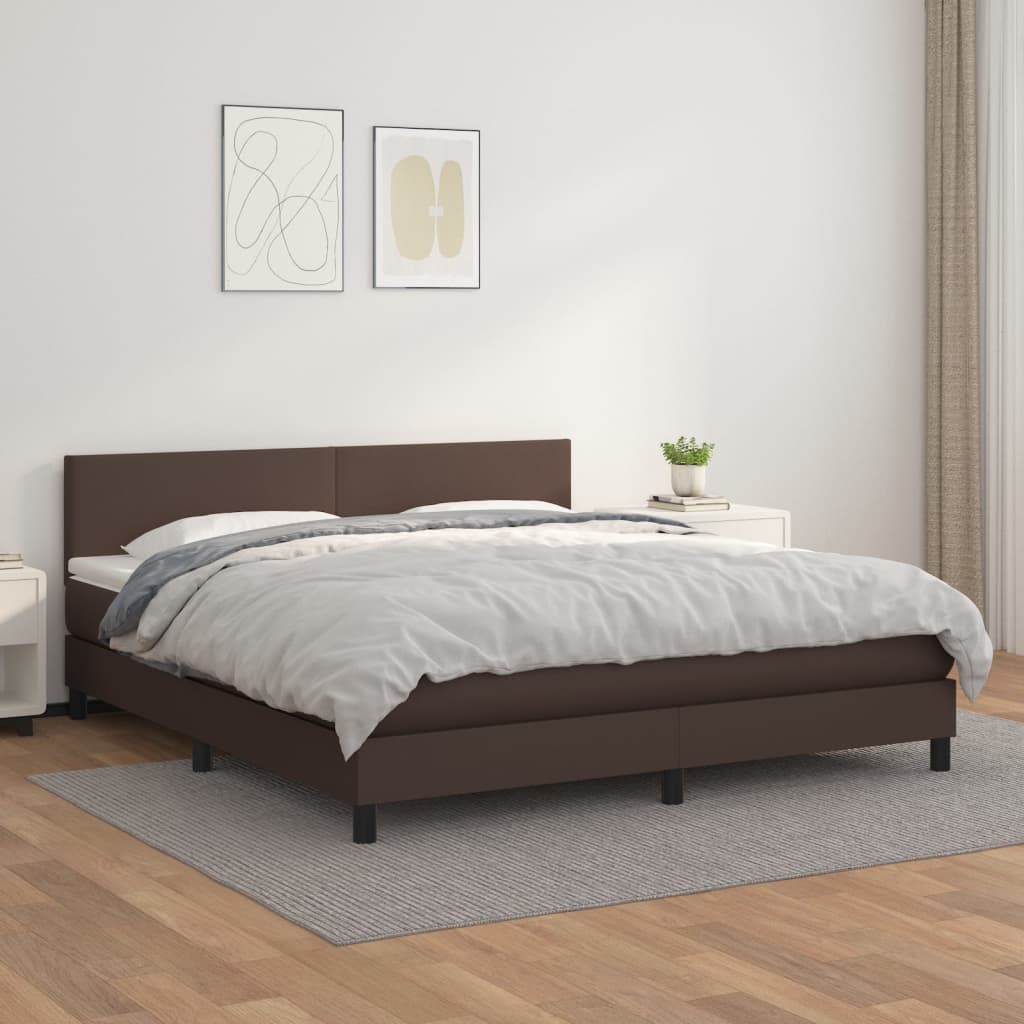 Boxspringbett Mit Matratze Kunstleder Braun