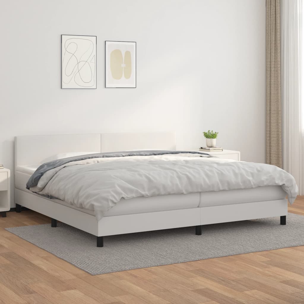 Boxspringbett Mit Matratze Kunstleder Weiß
