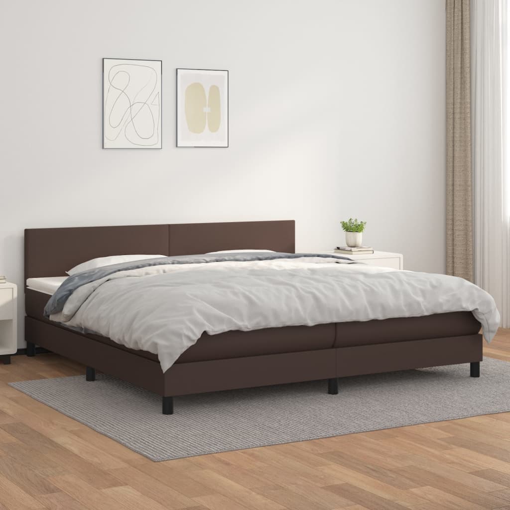 Boxspringbett Mit Matratze Kunstleder Braun