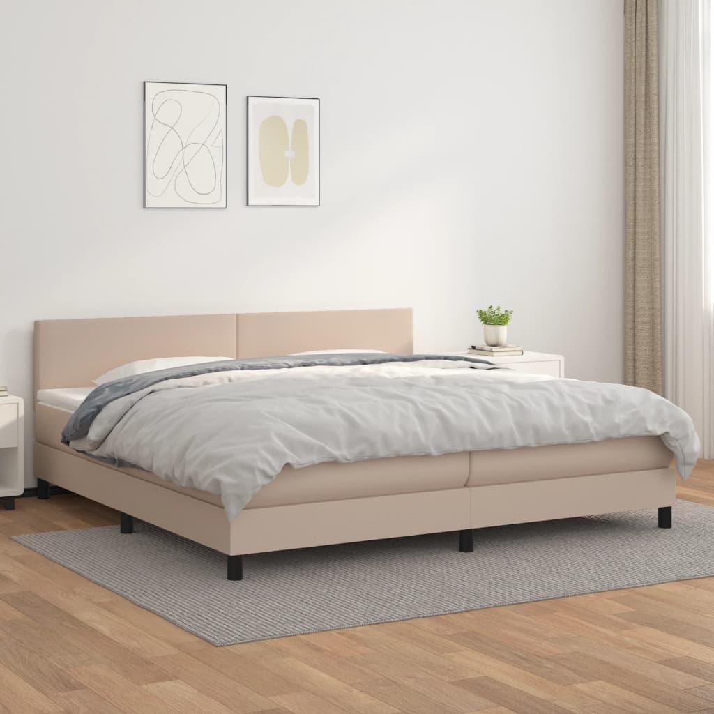 Boxspringbett Mit Matratze -Braun 90X200Cm Kunstleder Cappuccino