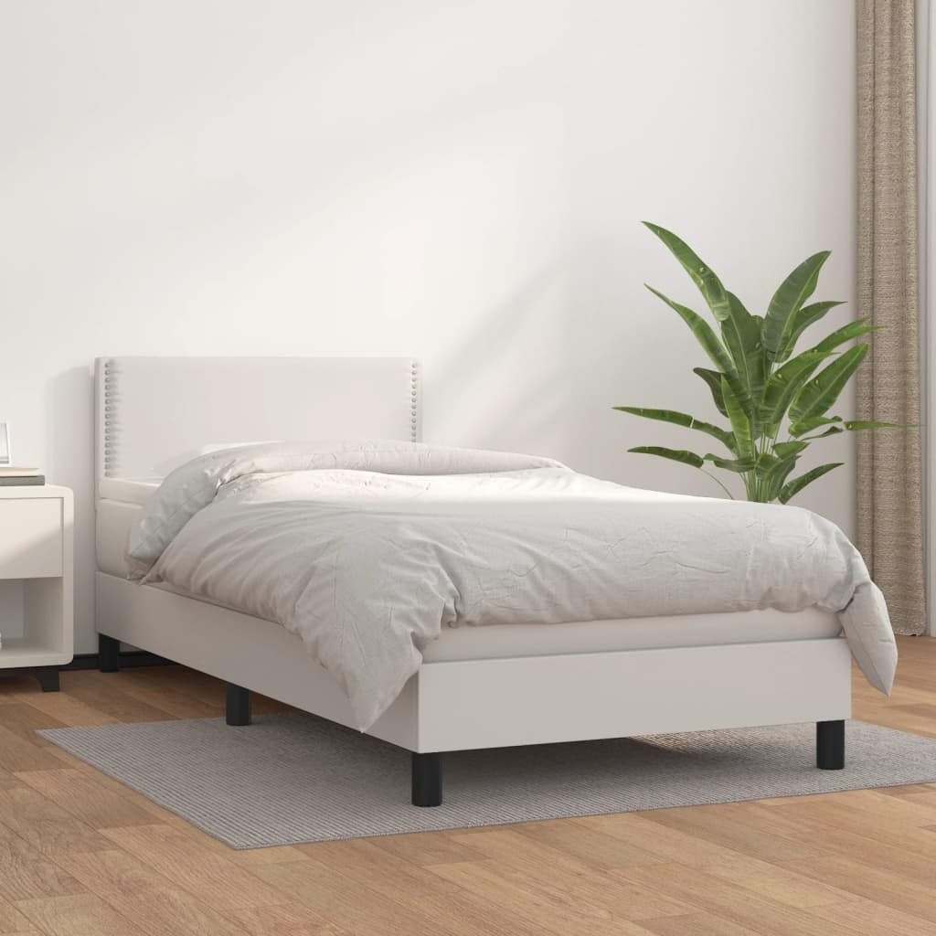 Boxspringbett Mit Matratze Kunstleder Weiß