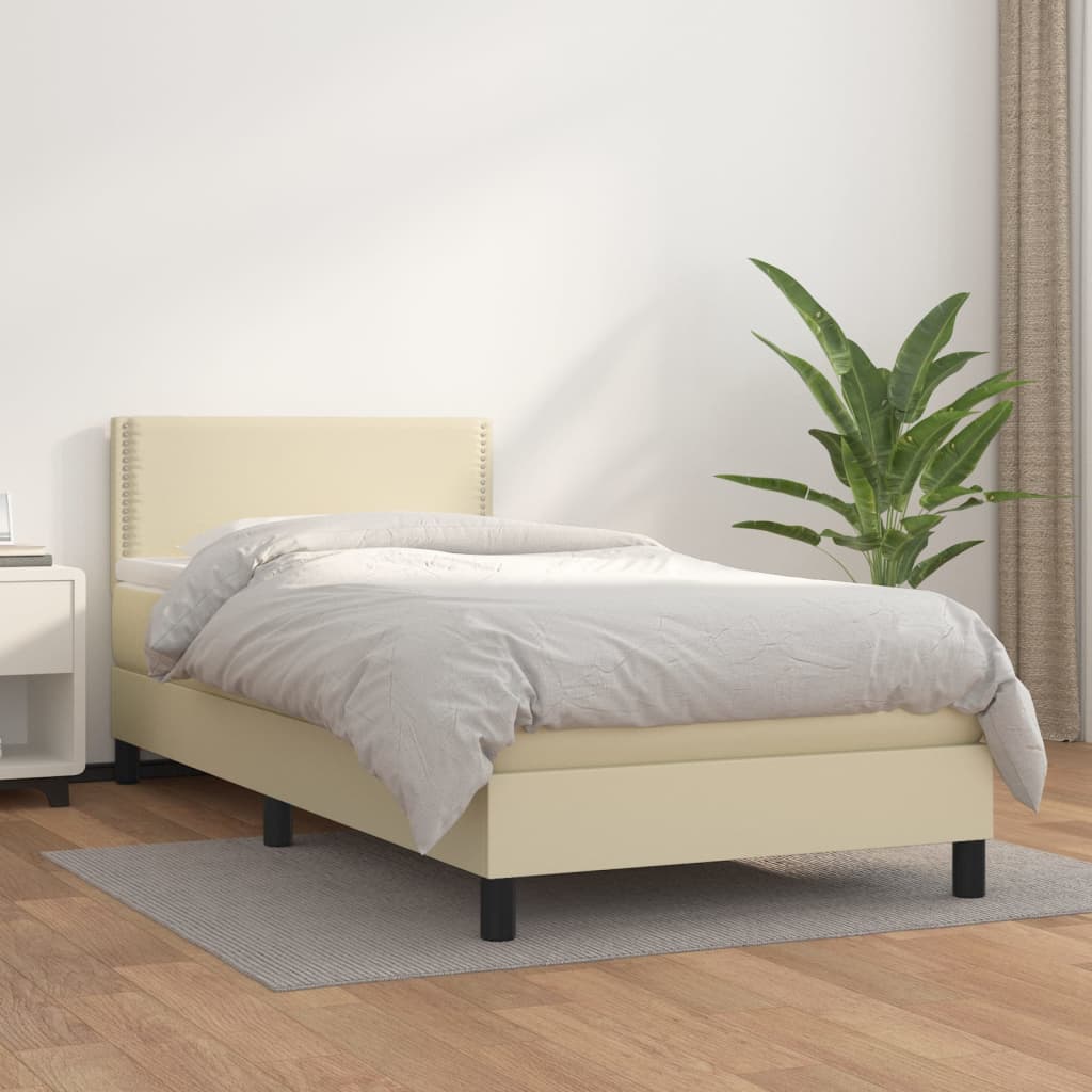 Boxspringbett Mit Matratze Kunstleder Creme