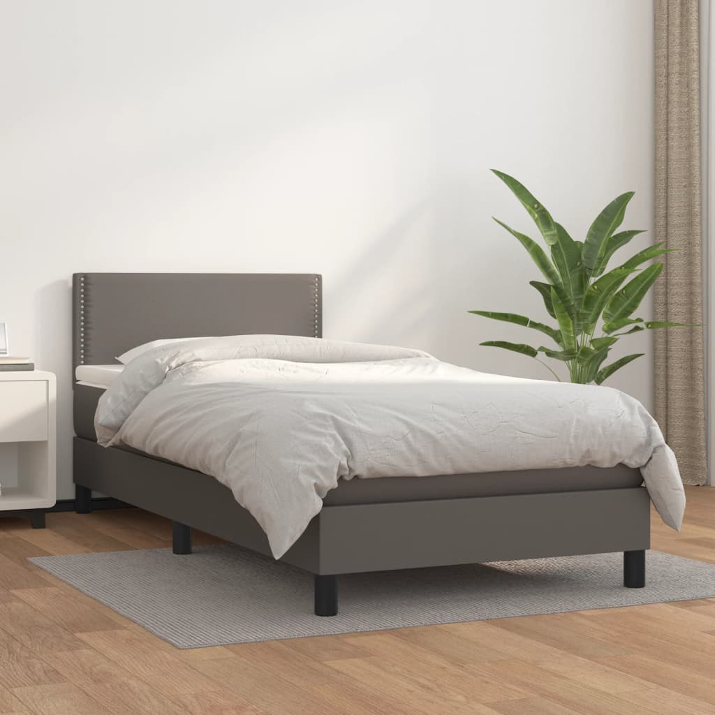 Boxspringbett Mit Matratze Kunstleder Grau