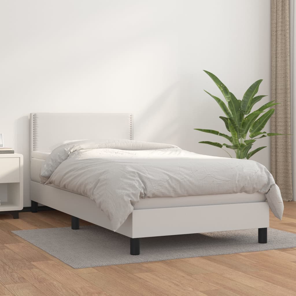 Boxspringbett Mit Matratze Kunstleder Weiß