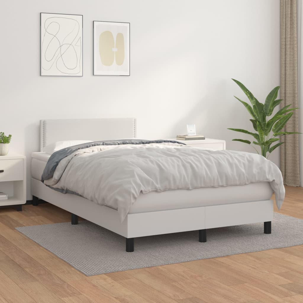 Boxspringbett Mit Matratze Kunstleder Weiß