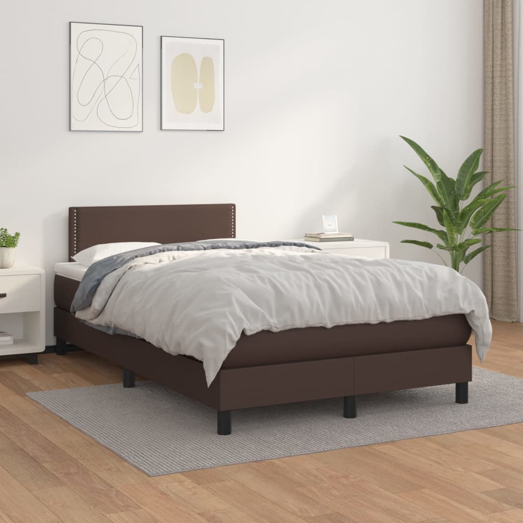 Boxspringbett Mit Matratze Kunstleder Braun