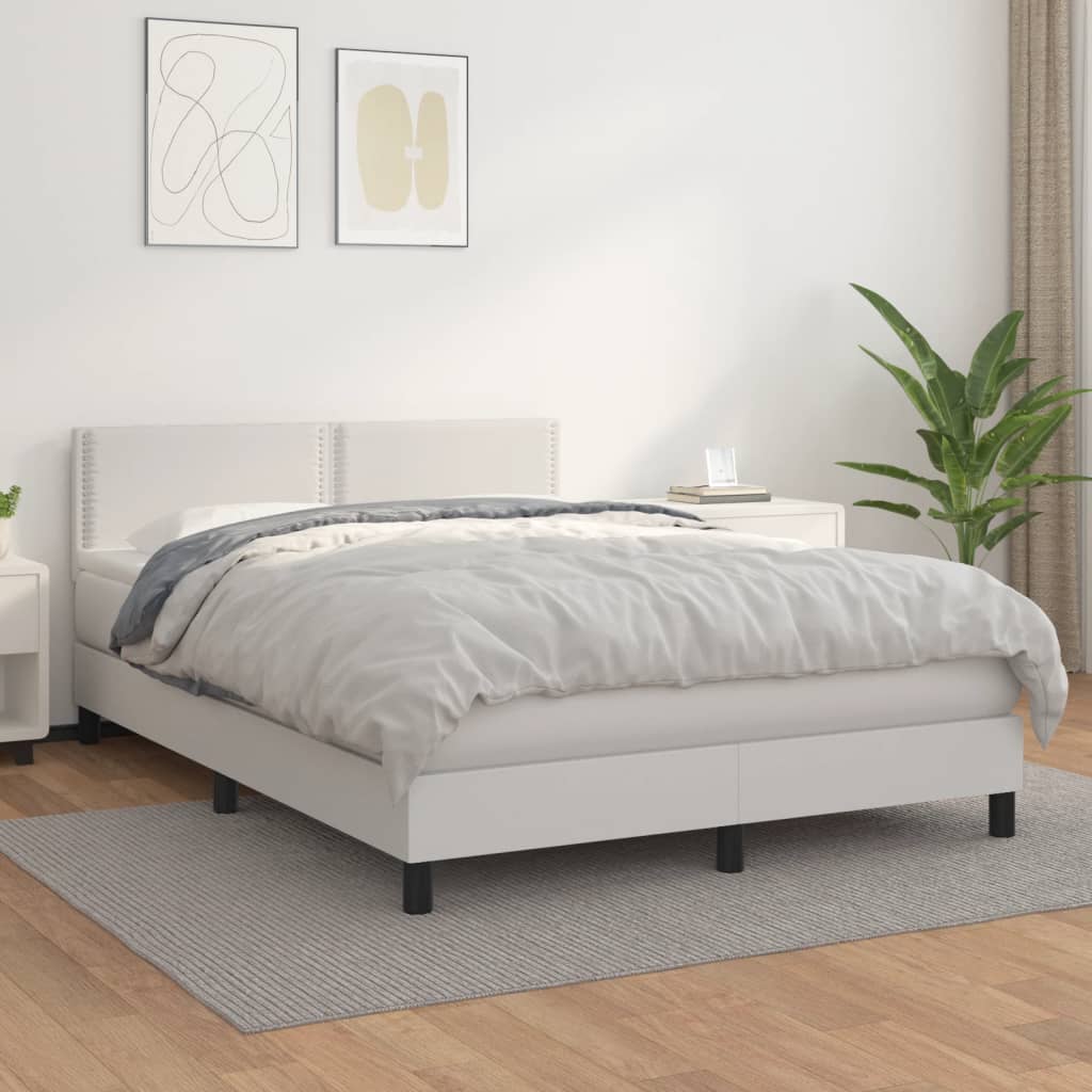 Boxspringbett Mit Matratze Kunstleder Weiß