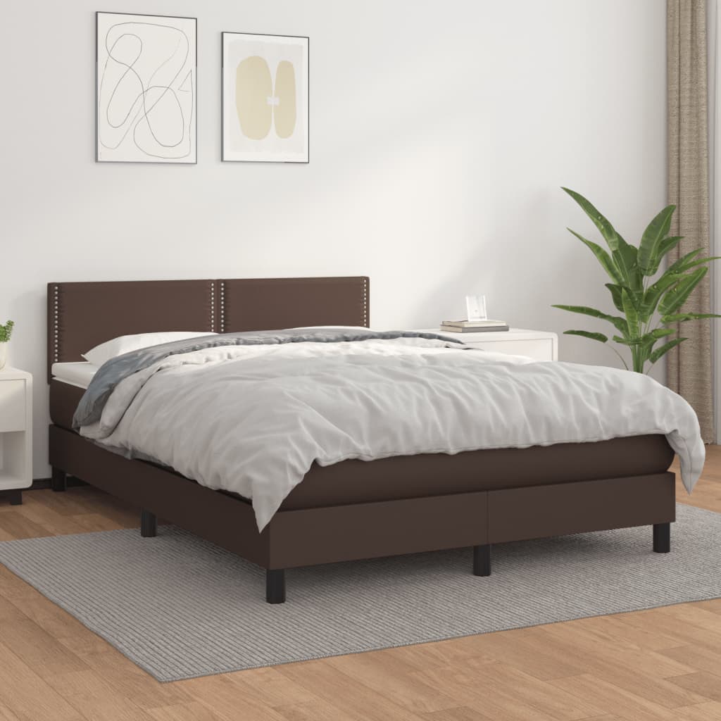 Boxspringbett Mit Matratze Kunstleder Braun