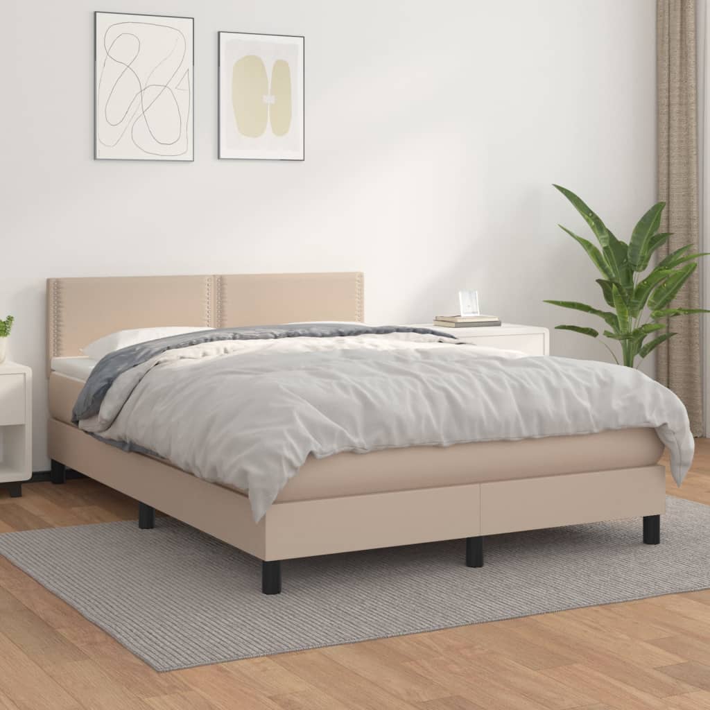 Boxspringbett Mit Matratze -Braun 90X200Cm Kunstleder Cappuccino
