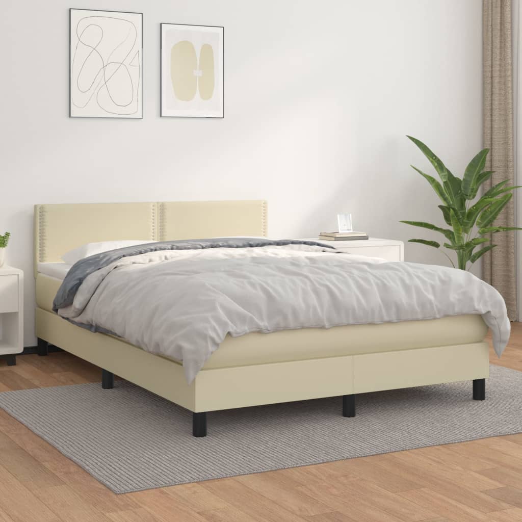 Boxspringbett Mit Matratze Kunstleder Creme