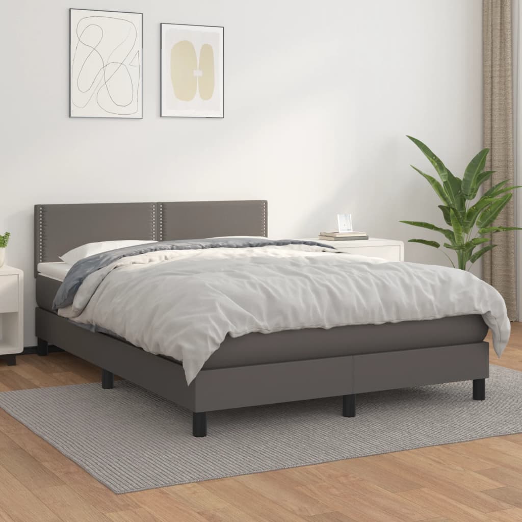Boxspringbett Mit Matratze Kunstleder Grau