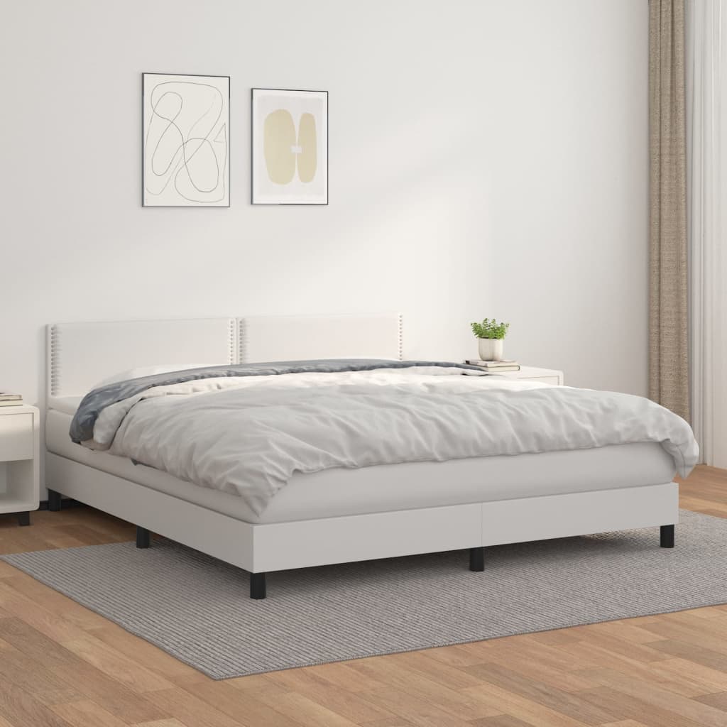 Boxspringbett Mit Matratze Kunstleder Weiß