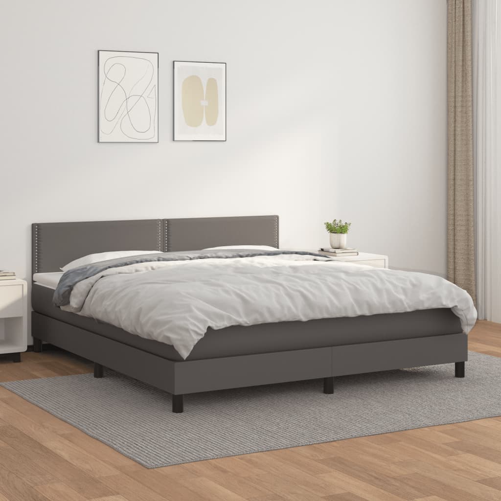 Boxspringbett Mit Matratze Kunstleder Grau