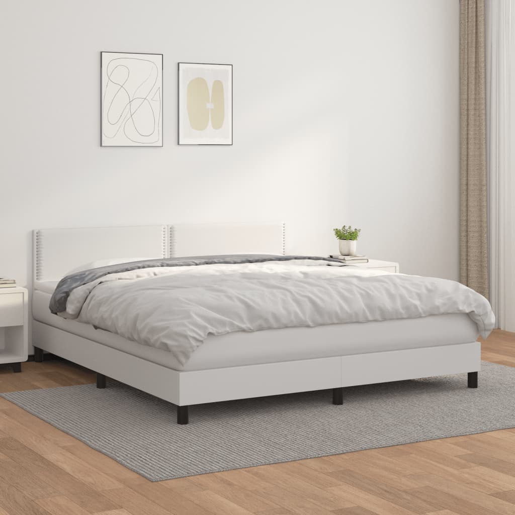 Boxspringbett Mit Matratze Kunstleder Weiß