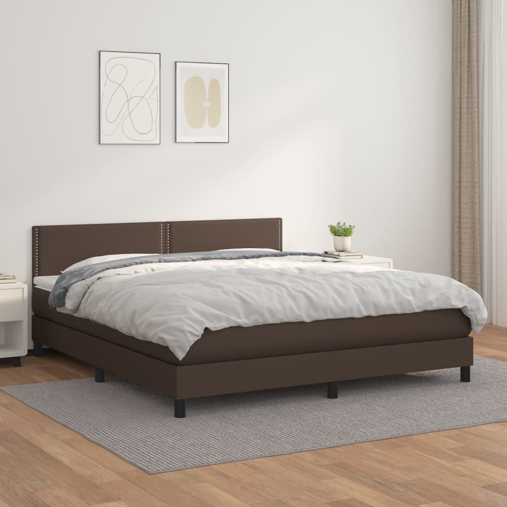 Boxspringbett Mit Matratze Kunstleder Braun