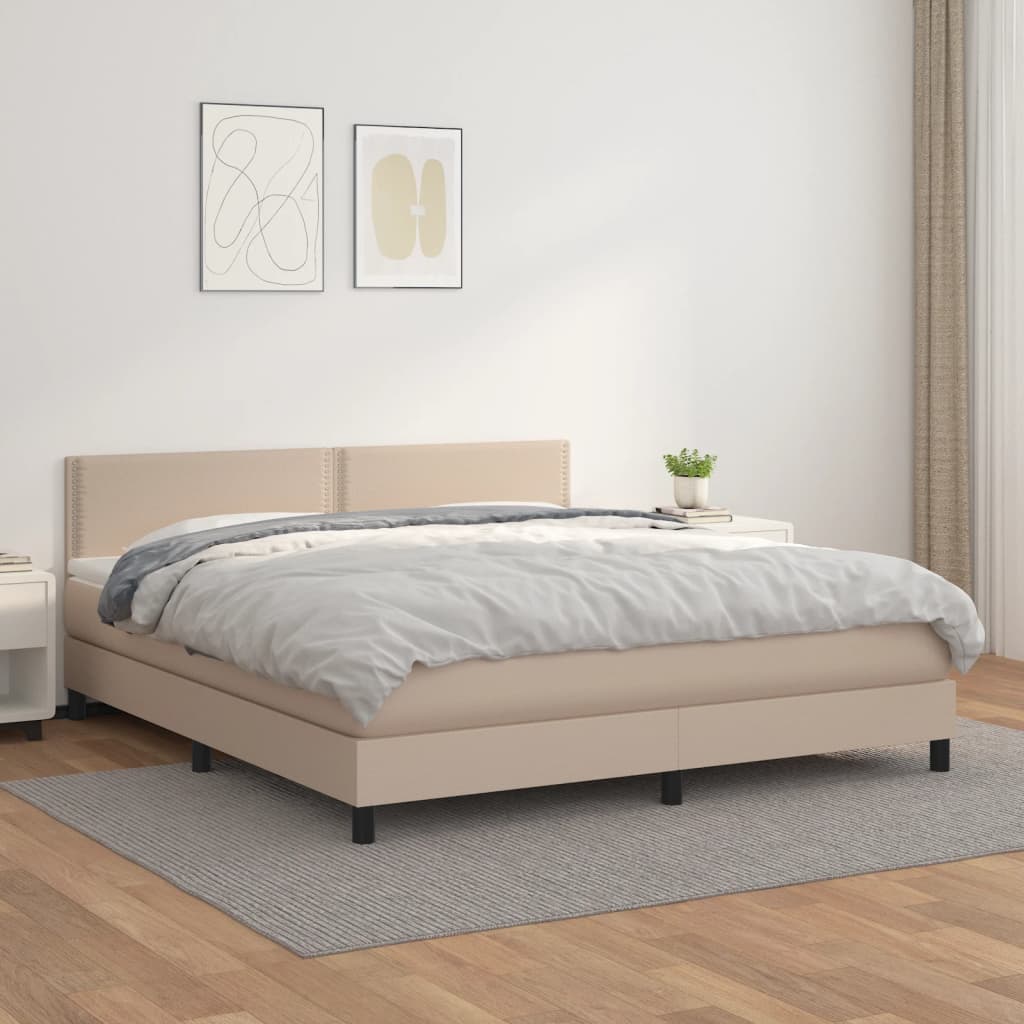 Boxspringbett Mit Matratze -Braun 90X200Cm Kunstleder Cappuccino