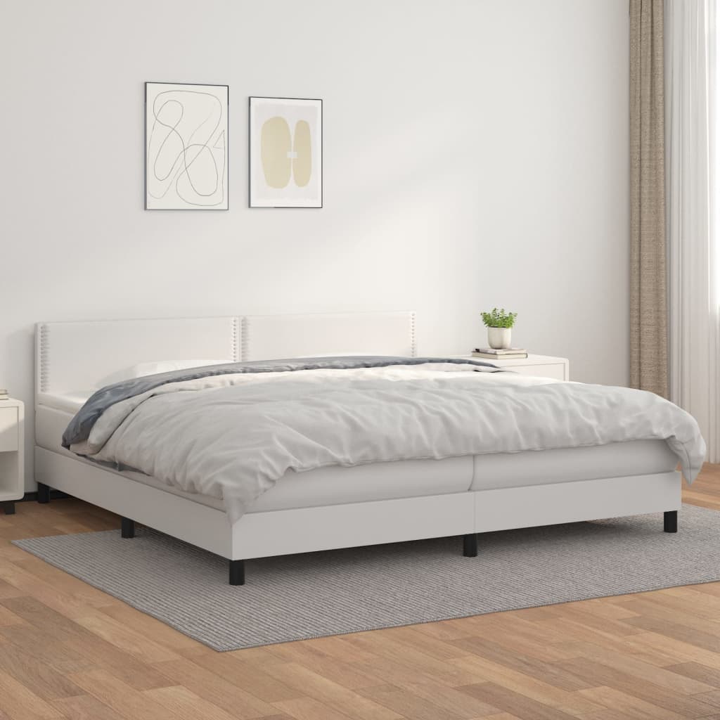 Boxspringbett Mit Matratze Kunstleder Weiß
